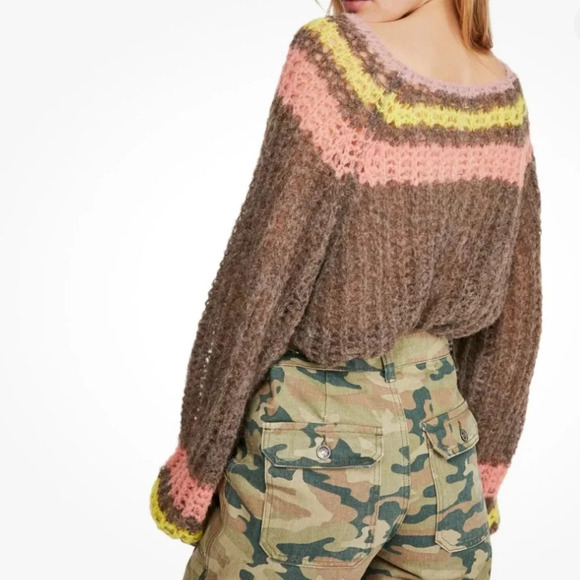 Free People Reach For The Stars Taupe Wide Neck Sweater. Size S - Picture 11 of 12